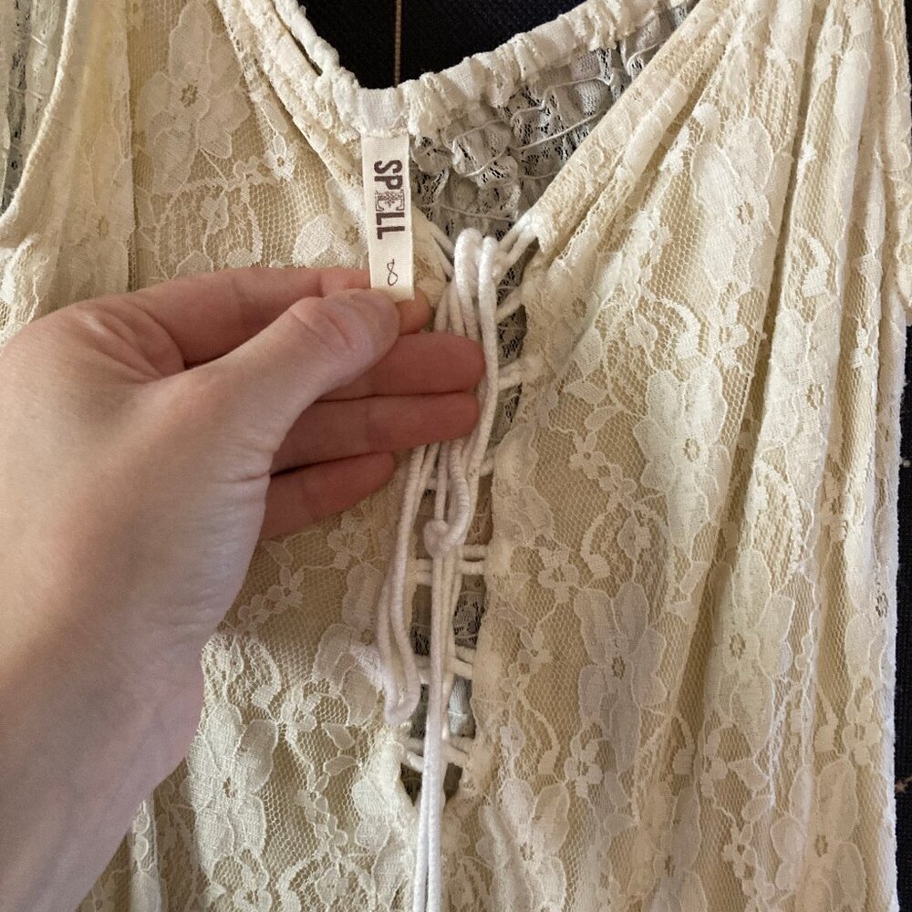 Spell White Lace-Up Midi Dress - Picture 4 of 4